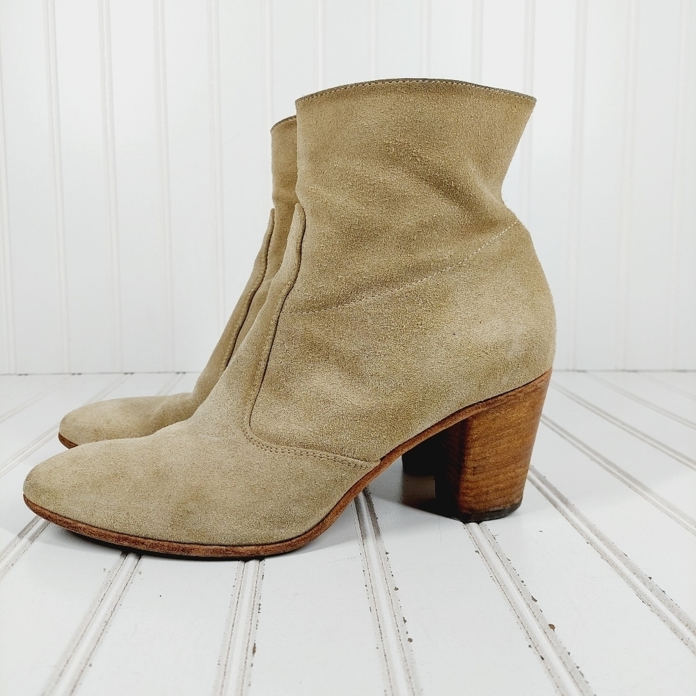 Alberto Fermani Tan Brown Block Heel Slip On Side Zip Ankle Boots E988